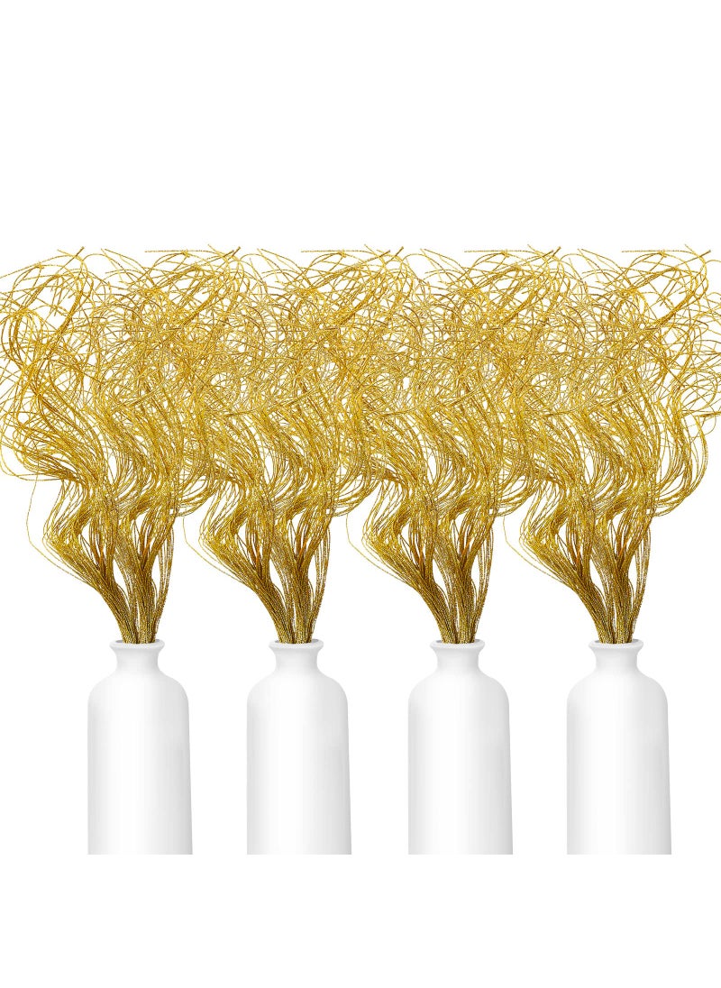 Syhood Syhood 160 Pcs Christmas Glitter Curly Ting Ting Branches Multicolor Christmas Tree Filler Twigs Artificial Tree Picks and Sprays for Garland DecorGold 
