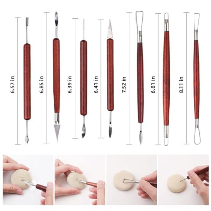 Blisstime 18PCS Clay Sculpting Tools, Basic Clay Pottery Carving Tool Kit with Wooden Handles and Tool Bag - Image 3