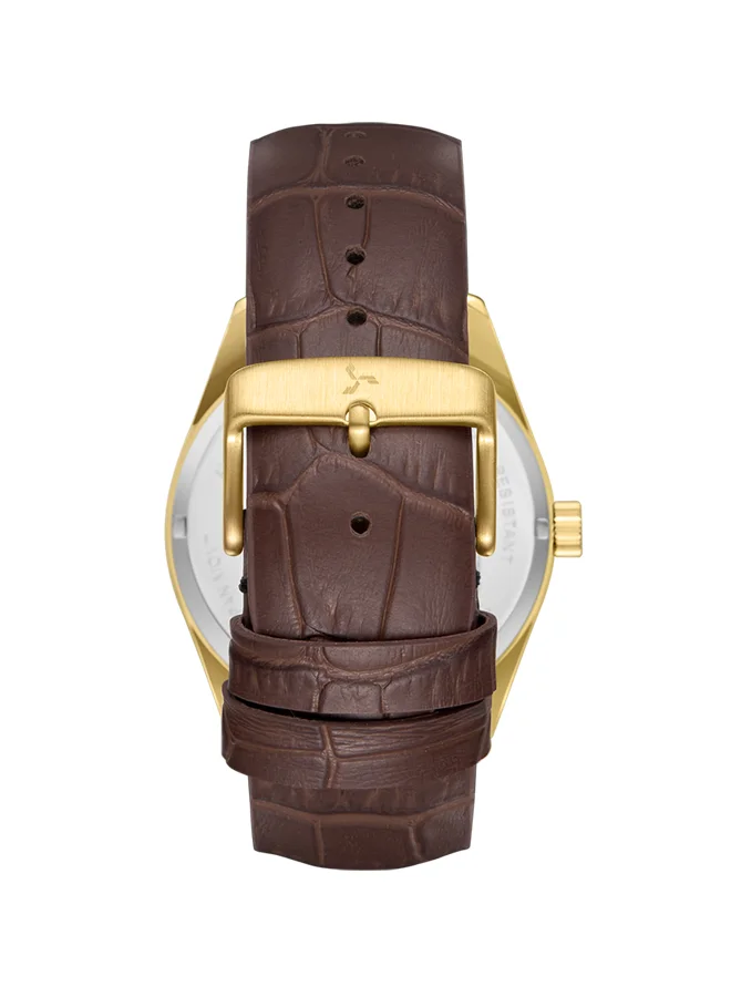 TORNADO Champagne Men's Genuine Leather with crocodile pattern Multi Function Watch T25102-GLDC - 42mm mm for Men | Best Price UAE