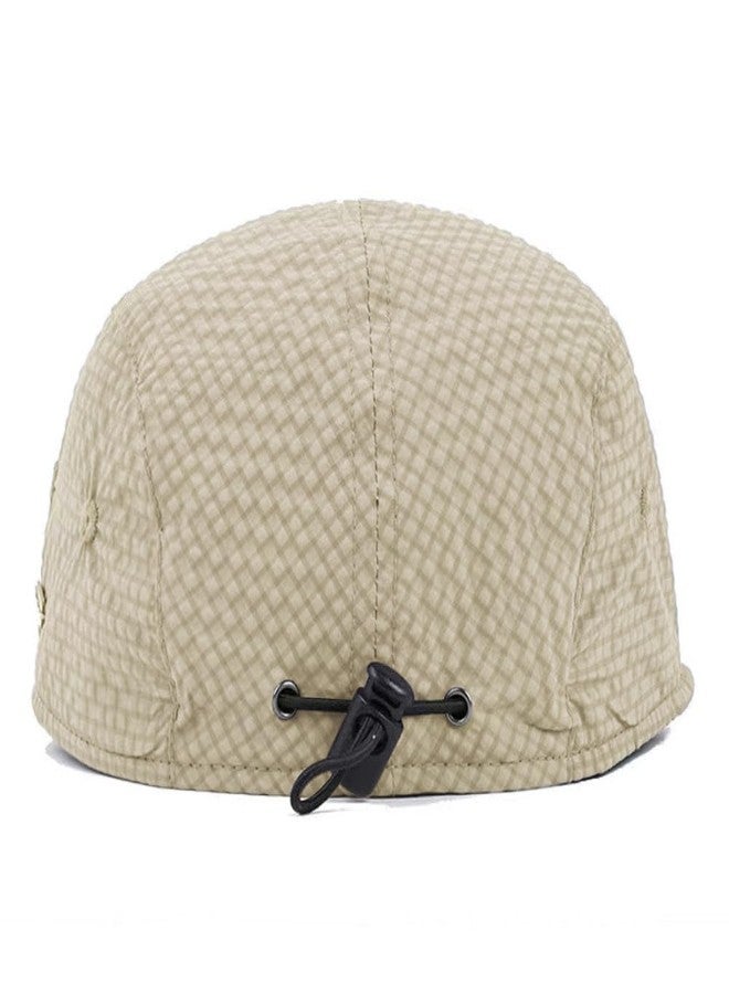 FASHIXD Men Beret Cap Breathable Flat Caps Summer Cabbie Driving Hat Golf Cap (US, Alpha, One Size, Light Beige) - Image 4