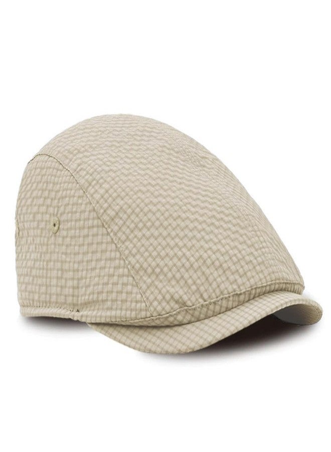 FASHIXD Men Beret Cap Breathable Flat Caps Summer Cabbie Driving Hat Golf Cap (US, Alpha, One Size, Light Beige) - Image 3