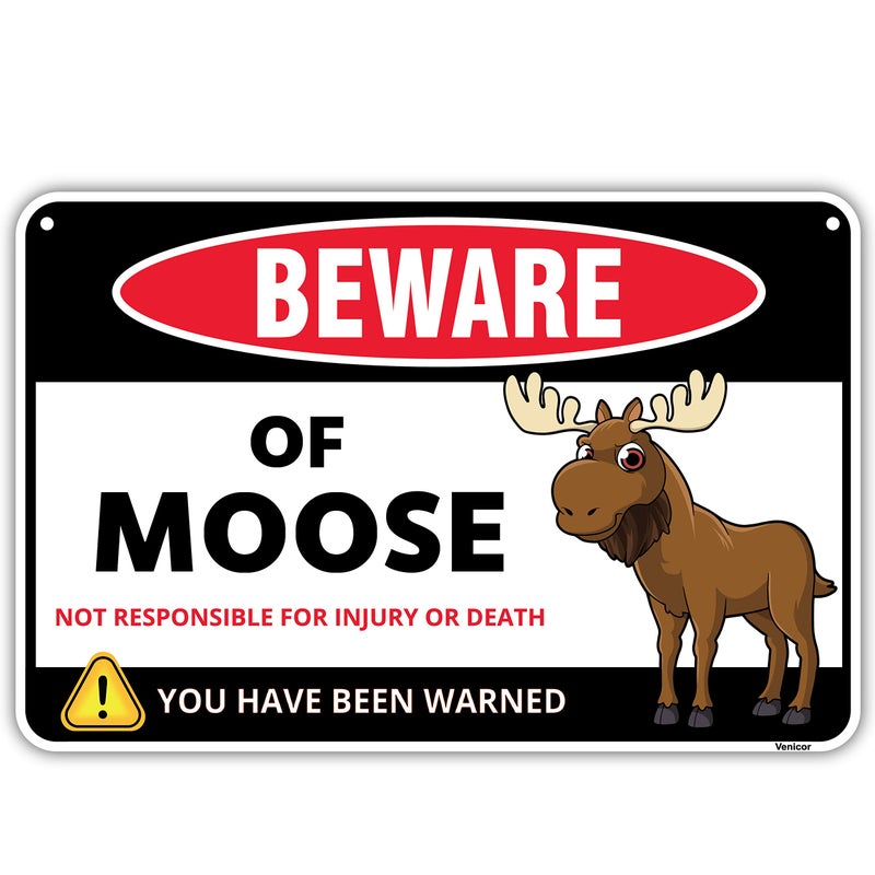 Venicor Moose Sign Decor - 8 x 12 Inches - Aluminum - Moose Gifts for Moose Lovers Women - Moose Decorations for Home Cabin