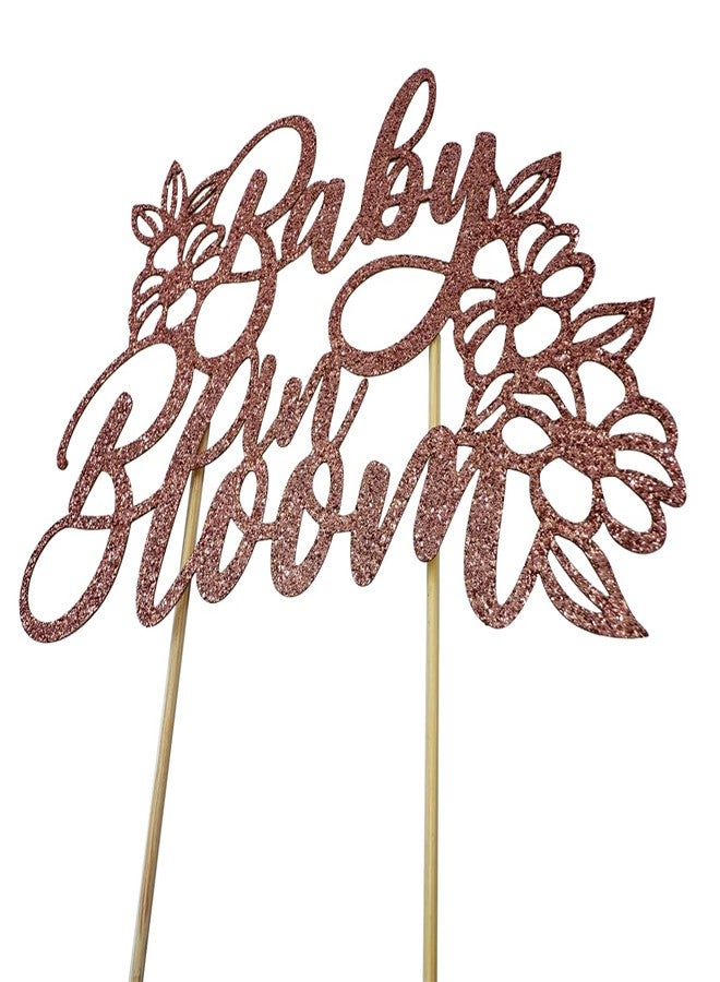 KOOTIPS Baby in Bloom Cake Topper, Glitter Design, 14.5 cm x 10 cm, Floral Baby Shower Decoration (Rose gold) - Image 4