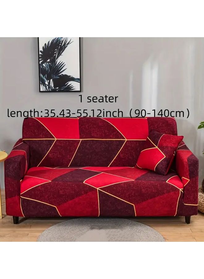 غطاء أريكة مطبوع بمقعد فردي مع غطاء وسادة مجاني باللون E - Image 1