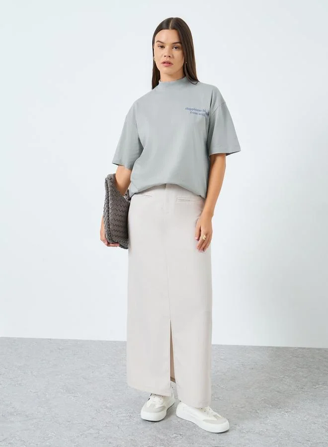 Styli Styli Grey Floral Print Oversized T-Shirt