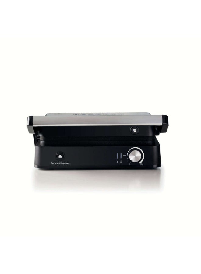 Ariete 2000W 3-in-1 Metal Non-Stick Multifunctional Electric Grill Black and Silver 14 x 32.5 x 35 cm 00C193400ARAS 2000 W 00C193400ARAS - Image 2