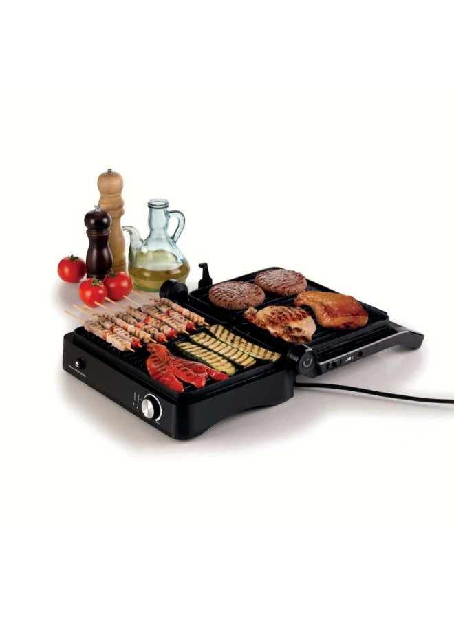 Ariete 2000W 3-in-1 Metal Non-Stick Multifunctional Electric Grill Black and Silver 14 x 32.5 x 35 cm 00C193400ARAS 2000 W 00C193400ARAS - Image 3