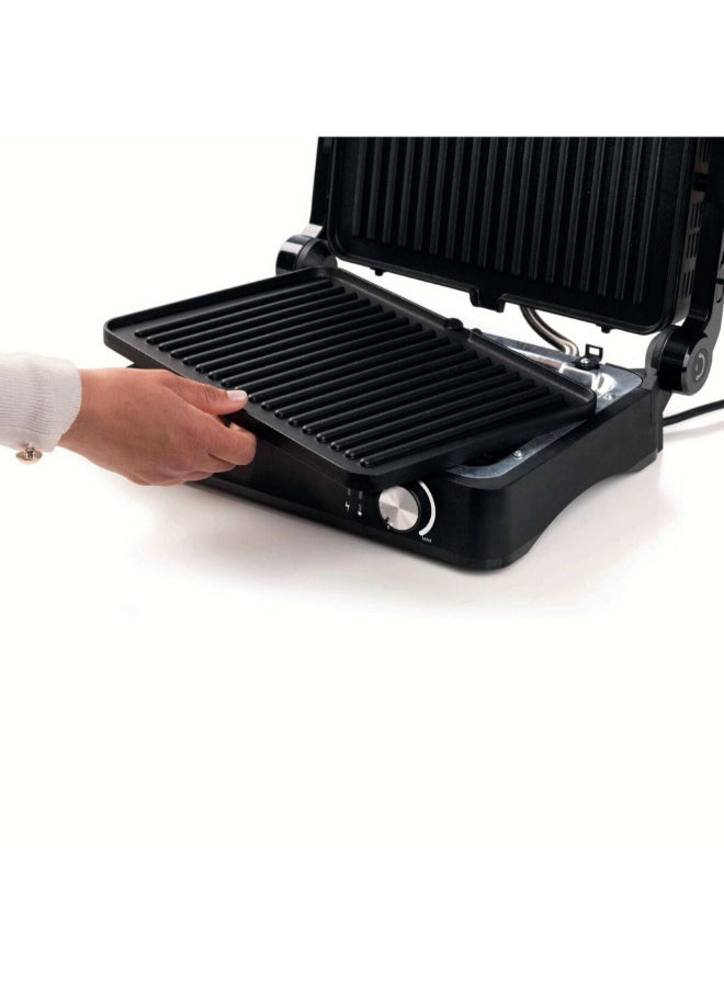 Ariete 2000W 3-in-1 Metal Non-Stick Multifunctional Electric Grill Black and Silver 14 x 32.5 x 35 cm 00C193400ARAS 2000 W 00C193400ARAS - Image 5