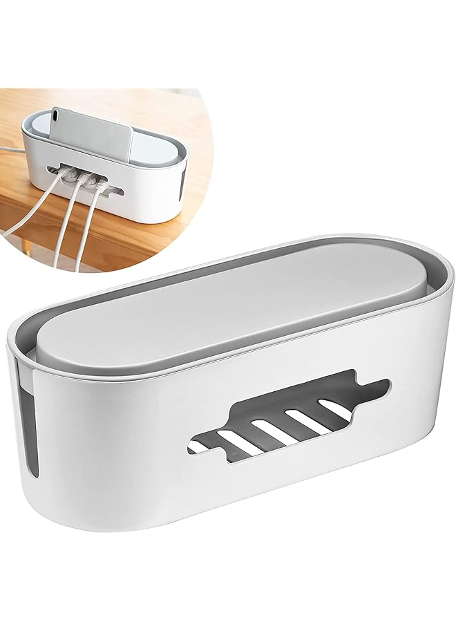Cable Management Box, Wire Organizer Floor Cable Organizer Box, Cord Organizer to Hide Conceal Power Strips and Electrical Cords from TV Computers Desk, Hide Wires to Keep Tidy for Home Office