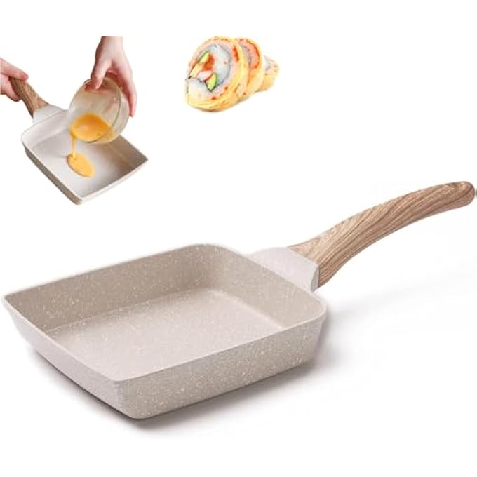 KWSLIN Non Stick Breakfast Frying Maker Small Omelette Skillet With Handle For Gas Stove Or Induction Cookware To Cook Omelets Pancakes Fish And Bacon Sandwiches Beige - Image 2