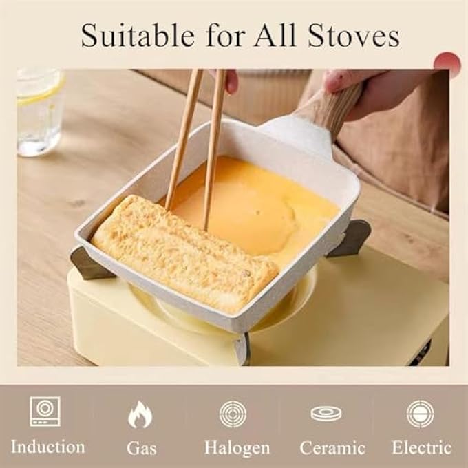 KWSLIN Non Stick Breakfast Frying Maker Small Omelette Skillet With Handle For Gas Stove Or Induction Cookware To Cook Omelets Pancakes Fish And Bacon Sandwiches Beige - Image 4