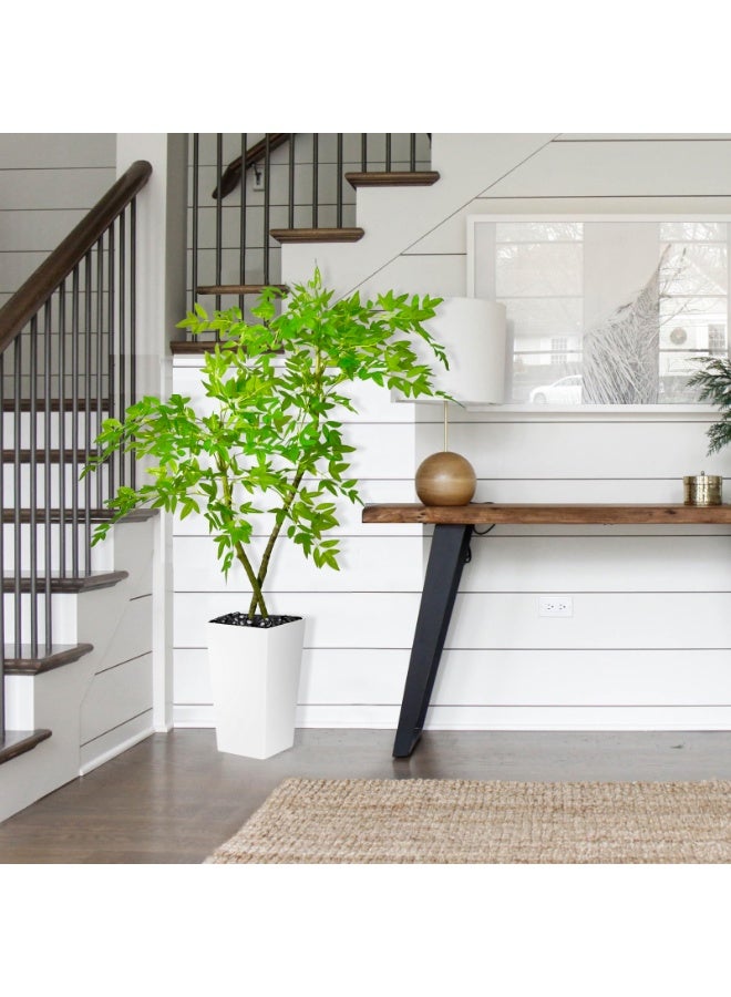 MirageBotanics Artificial Bamboo Tree 150cm, Fake Nandina Tree, Faux Nantian Bamboo Bonsai with White Planter, for Home Office Mall Exhibition Hall Living Room Garden Balcony Entryway Dining Room - Image 2