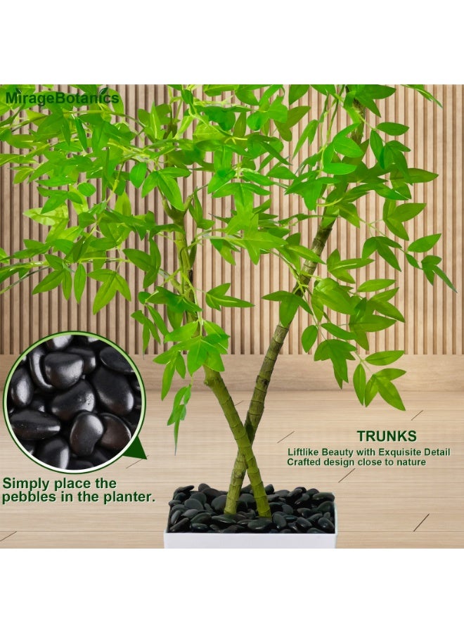 MirageBotanics Artificial Bamboo Tree 150cm, Fake Nandina Tree, Faux Nantian Bamboo Bonsai with White Planter, for Home Office Mall Exhibition Hall Living Room Garden Balcony Entryway Dining Room - Image 5