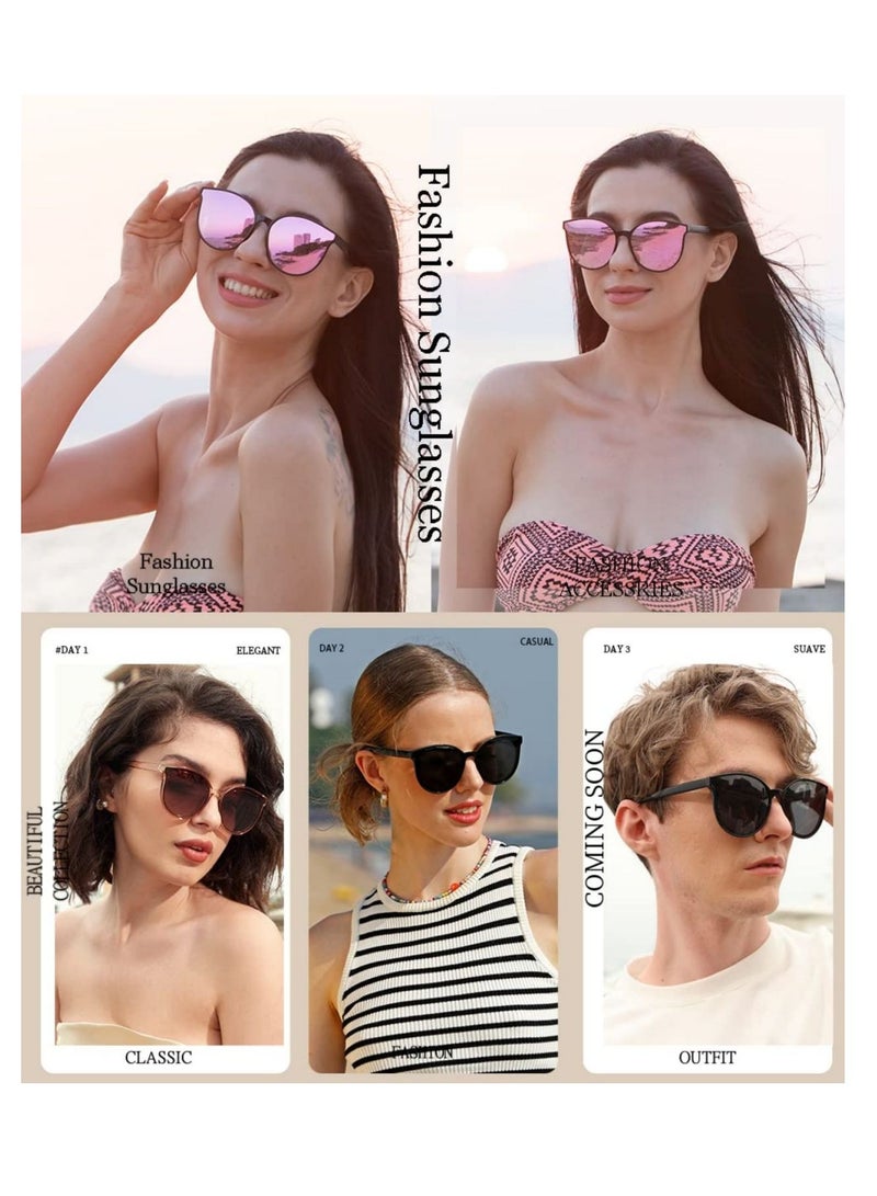 سيوسي نظارات شمسية كبيرة الحجم للنساء والرجال نظارات شمسية عصرية ذات إطار كبير ريترو نظارات شمسية بإطار كبير أسود - Image 2