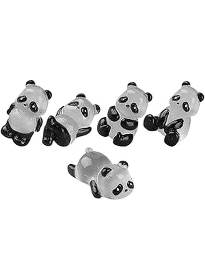 Glow In The Dark Panda Figurines 5Pcs Resin Animal Decor For Fairy Garden And Terrarium - Image 1