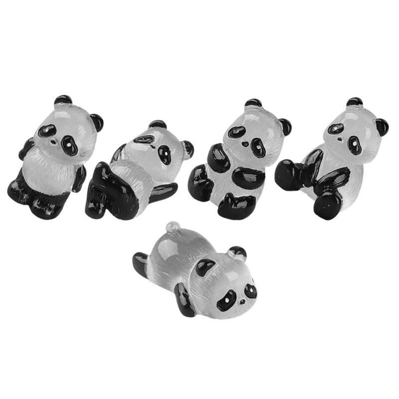 Glow In The Dark Panda Figurines 5Pcs Resin Animal Decor For Fairy Garden And Terrarium - Image 2