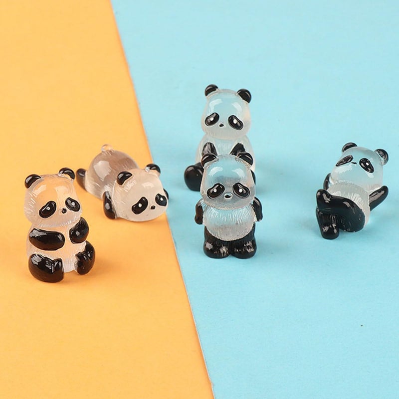 Glow In The Dark Panda Figurines 5Pcs Resin Animal Decor For Fairy Garden And Terrarium - Image 5