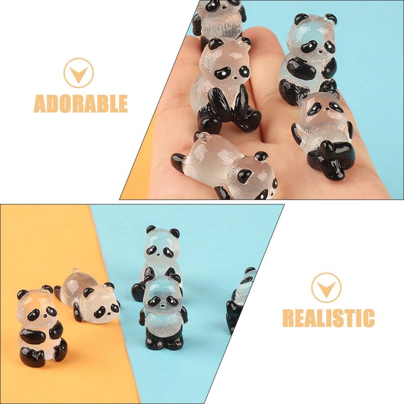 Glow In The Dark Panda Figurines 5Pcs Resin Animal Decor For Fairy Garden And Terrarium - Image 4