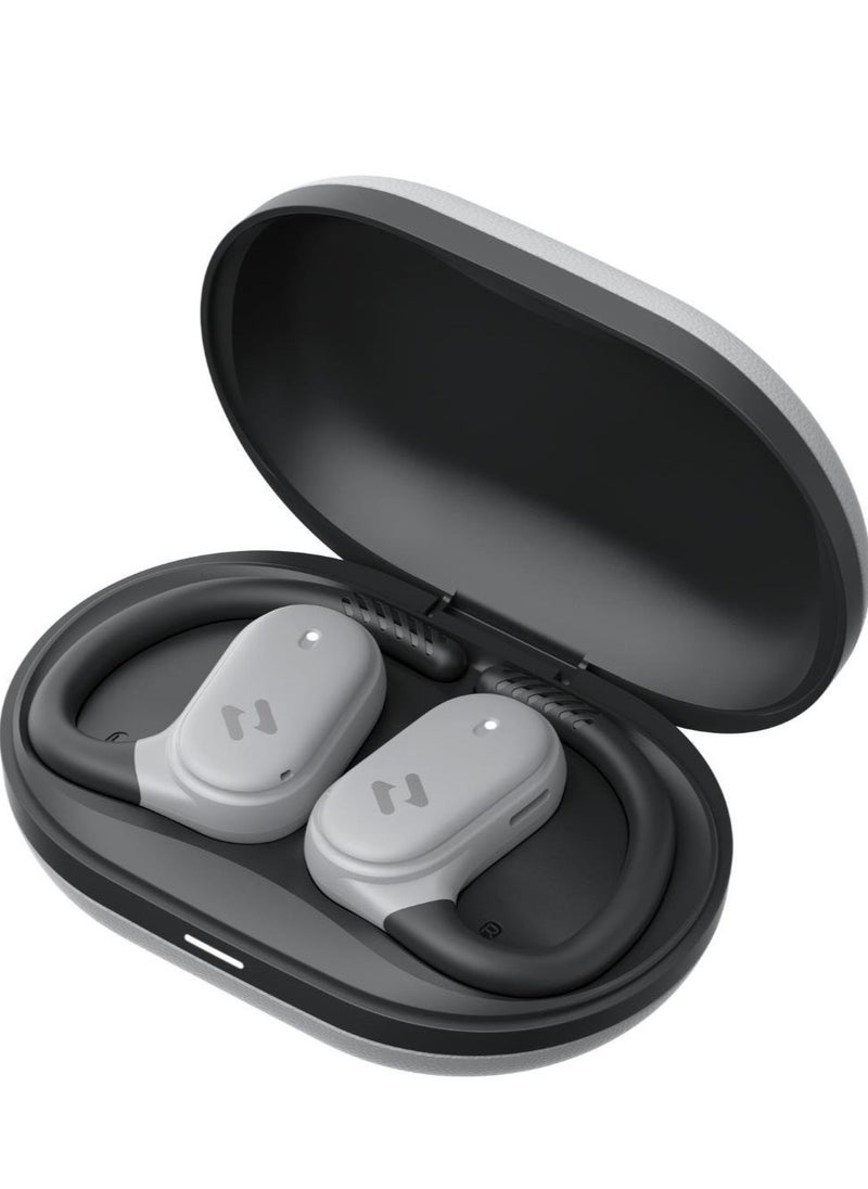 havit Open-Ear Wireless Earbuds with 64H Playtime, 8.5H Single Charge, Bluetooth 5.4, Dual ENC Mics for Clear Calls, 14.2mm Drivers, IPX5 Waterproof, Type-C Charging, Hall Switch Auto Pairing, Lightweight Secure Fit for Workouts, Travel, Music, and More (Grey/Black)  - Image 2