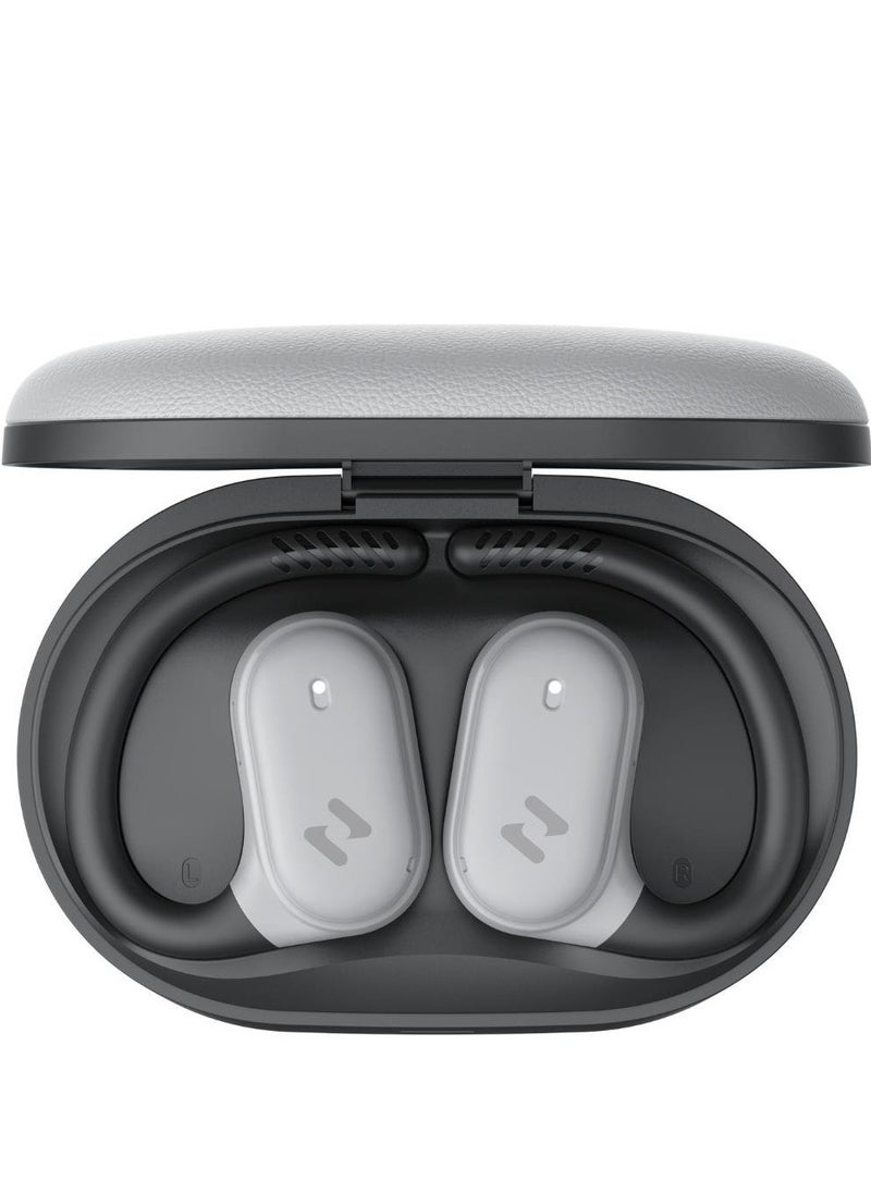 havit Open-Ear Wireless Earbuds with 64H Playtime, 8.5H Single Charge, Bluetooth 5.4, Dual ENC Mics for Clear Calls, 14.2mm Drivers, IPX5 Waterproof, Type-C Charging, Hall Switch Auto Pairing, Lightweight Secure Fit for Workouts, Travel, Music, and More (Grey/Black)  - Image 3