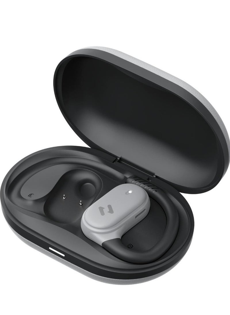 havit Open-Ear Wireless Earbuds with 64H Playtime, 8.5H Single Charge, Bluetooth 5.4, Dual ENC Mics for Clear Calls, 14.2mm Drivers, IPX5 Waterproof, Type-C Charging, Hall Switch Auto Pairing, Lightweight Secure Fit for Workouts, Travel, Music, and More (Grey/Black)  - Image 4