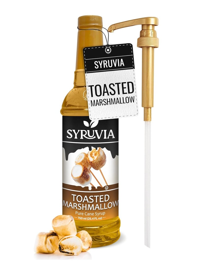 Syruvia Syruvia Toasted Marshmallow Coffee Syrup - 750 ml Premium Coffee Flavoring Syrup - Kosher Coffee Syrups, Gluten Free, No Coloring, Perfect for Drinks, Soda, Shakes & More With Syrup Pump  - Image 1