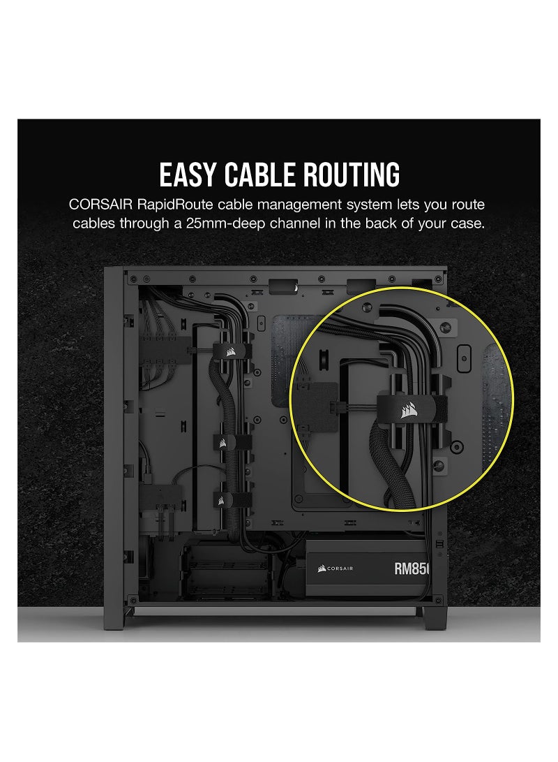 كورسير iCUE 4000D RGB Mid-Tower Case - 3X AF120 RGB Elite Fans - وحدة تحكم Lighting Node PRO - تصميم تدفق الهواء العالي - نظام إدارة الكابلات RapidRoute - - Image 5