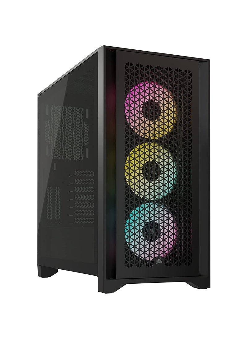 كورسير iCUE 4000D RGB Mid-Tower Case - 3X AF120 RGB Elite Fans - وحدة تحكم Lighting Node PRO - تصميم تدفق الهواء العالي - نظام إدارة الكابلات RapidRoute - - Image 1