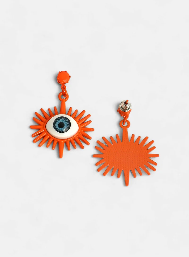 SOHI Contemporary Shaped Stone Studded Evil Eye Ray Artificial Drop Earring Jewellery