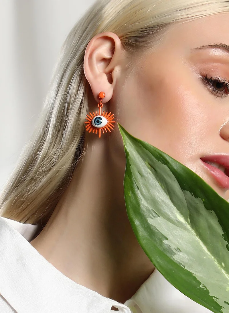 SOHI Contemporary Shaped Stone Studded Evil Eye Ray Artificial Drop Earring Jewellery