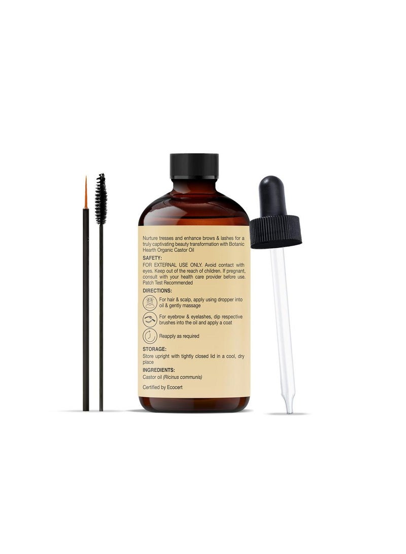 Botanic Hearth Castor Oil & Hair Treatment Oils 2 Fl oz| 100% Pure & Natural, Cold Pressed |For Hair, Eyelashes & Eyebrows | Hexane Free, Fast Absorbing | With Applicators & Dropper | All Hair Types - Image 2