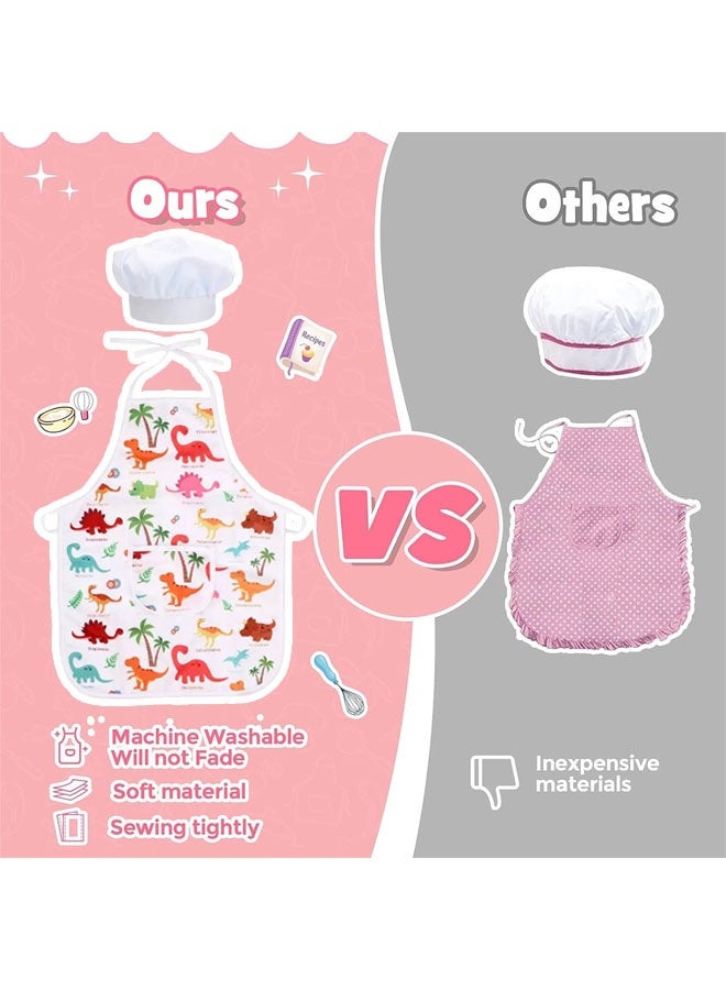 Quivlox Kids Cooking Baking Set,Kids Kitchen Pretend Play Toys,Children Chef Role Play Costume Set - Chef Hat and Matching Apron,Girls & Boys baking apron mold Equipment  Including Apron, Hat, Mitt & Cutters for Girls Boys Aged 3 4 5 6 7 8 - Image 3