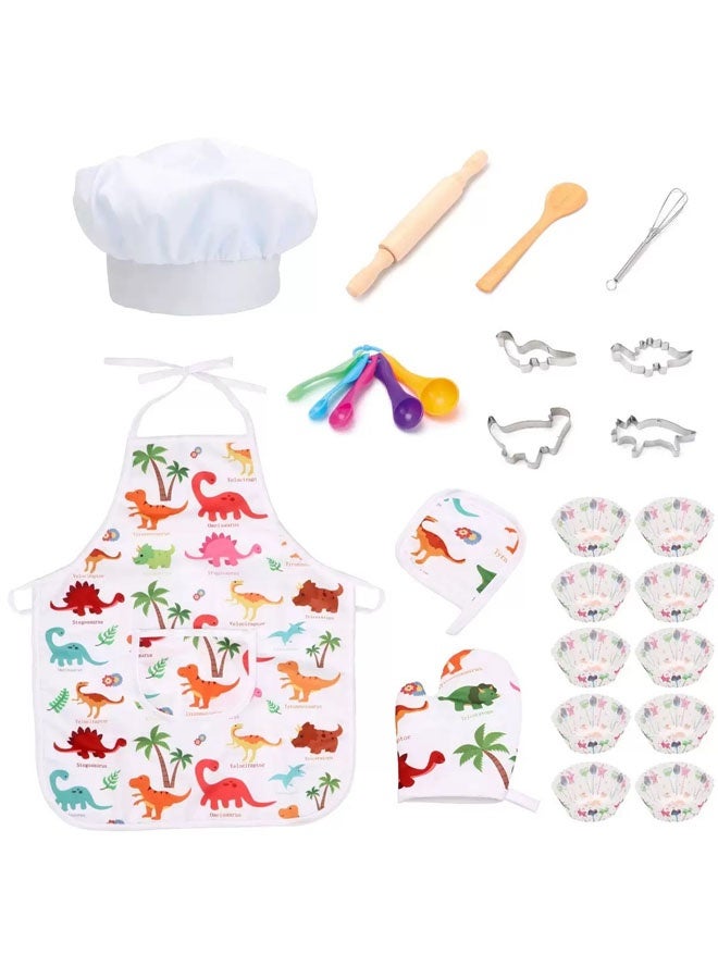 Quivlox Kids Cooking Baking Set,Kids Kitchen Pretend Play Toys,Children Chef Role Play Costume Set - Chef Hat and Matching Apron,Girls & Boys baking apron mold Equipment  Including Apron, Hat, Mitt & Cutters for Girls Boys Aged 3 4 5 6 7 8 - Image 1