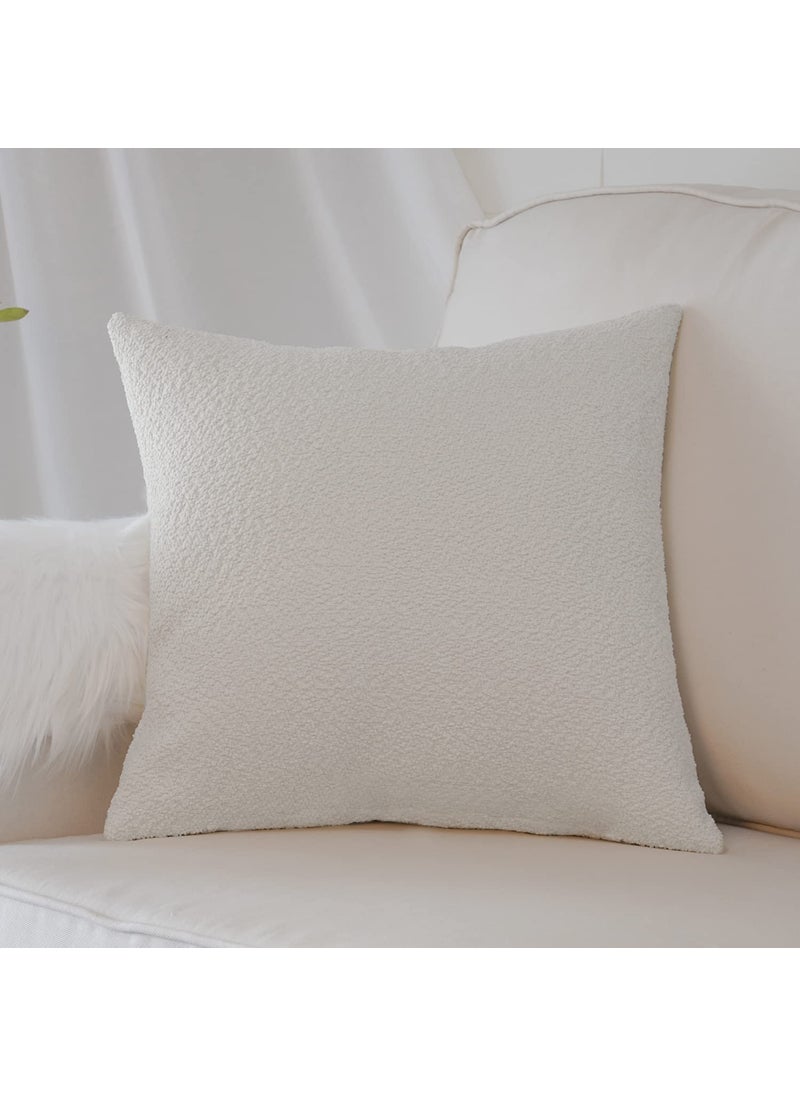 Artcest Artcest Set of 1 Decorative Boucle Like Square Throw Pillow Cover Large Comfy Elegant Textured Modern Cushion Case for Couch Bed and Living Room Decor 26x26 Ivory 