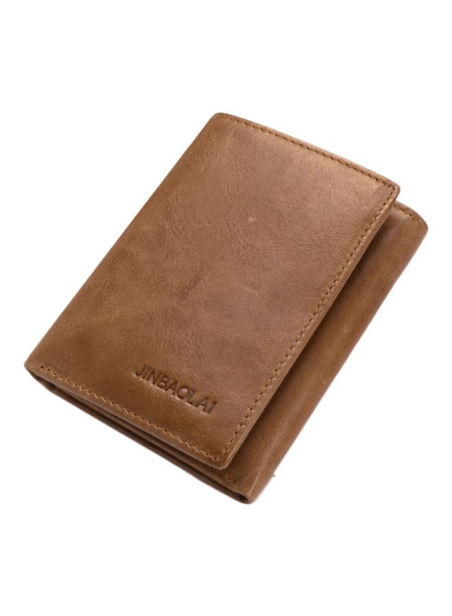 NIBEMINENT Men's Tri-Fold Leather Wallet Light Coffee  - Image 1