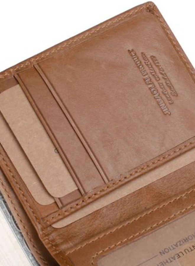 NIBEMINENT Men's Tri-Fold Leather Wallet Light Coffee  - Image 5