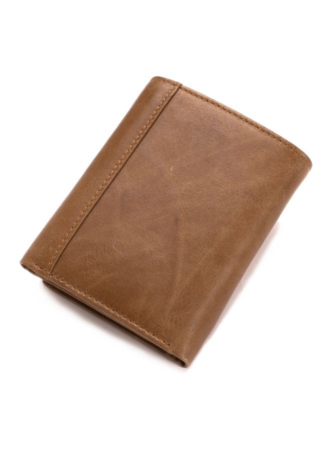 NIBEMINENT Men's Tri-Fold Leather Wallet Light Coffee  - Image 2