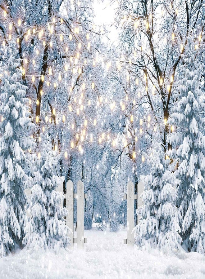 Felortte 7x5FT Blue Winter Forest Scene Photography Backdrop Wonderland Snowflake Landscape Background for Christmas Xmax Family Holiday Party Decorations Supplies Banner Picture Photo Studio Props - Image 1