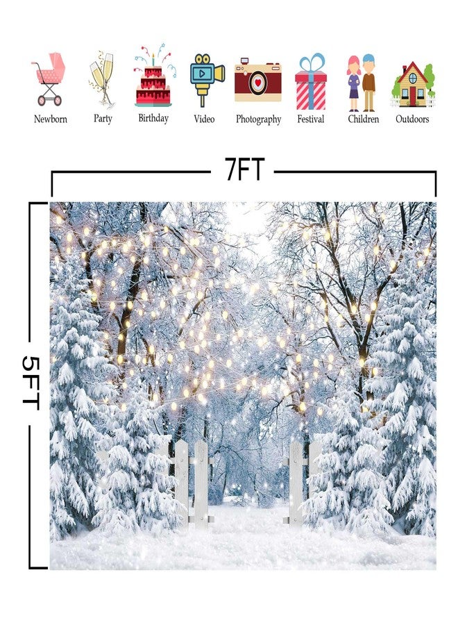 Felortte 7x5FT Blue Winter Forest Scene Photography Backdrop Wonderland Snowflake Landscape Background for Christmas Xmax Family Holiday Party Decorations Supplies Banner Picture Photo Studio Props - Image 4