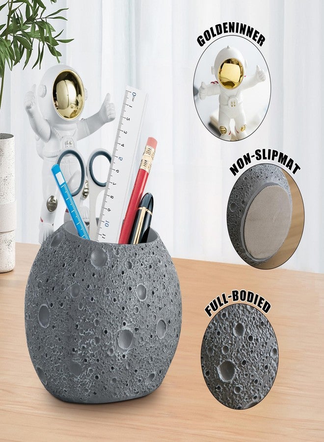 Kimdio Pen Holder, Astronaut Stand for Desk Pencil Holder, Resin Desk Moon Organizer Decorative Accessories Ideal Gift for Office, Classroom, Home - Grey - Image 4