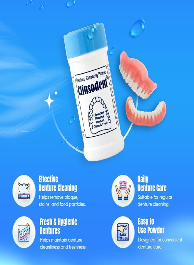 ICPA Clinsodent Denture Cleaning Powder - Antibacterial & Plaque Remover - 60g (Pack of 6) - Image 3
