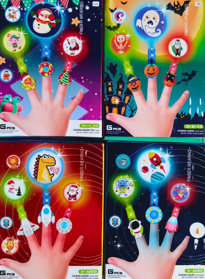8pc Finger Lights,Cartoon Projection Lights, Various Patterns And Colors of Lighting, Cartoon Circular Lights, Birthday Gifts, Gift for Kids Age 3+ (Color and Cartoon Patterns Random)