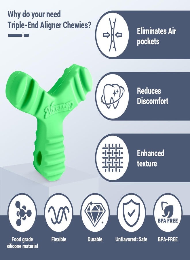 NFETLLD Chewies for Invisalign Aligners, Orthodontic Aligner Chewies Durable Aligner and Retainer Tray Seaters Medical Grade Silicone (Pack of 2 (Green - Image 3