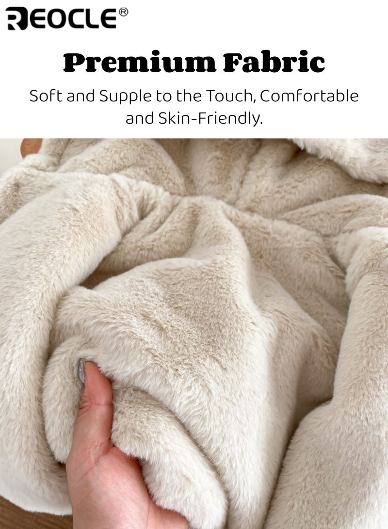 REOCLE Kid's Furry Hooded Coat with Plush Lining and Winter Warmth Design Animal Themed Jacket with Thick Insulation for Cold Weather - Image 5