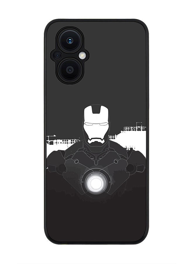 Stylizedd Rugged Black edge case for Oppo Reno7 Z  Slim fit Soft Case Flexible Rubber Edges Anti Drop TPU Gel Thin Cover - Iron Man Beam - Image 1