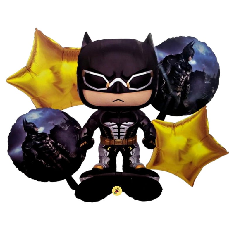 Atpata Funky Batman theme self-standing Foil Balloons (Set of 5pcs.) for Gotham City theme Dark Knight Birthday DC Party Decorations - Image 3