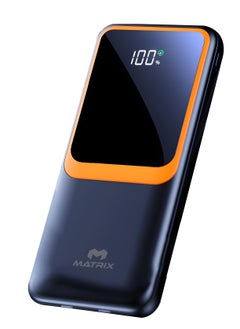 MATRIX M10-10000mAh Power Bank Fast Charging 22.5W- Built-in Cables- Black  - Image 1