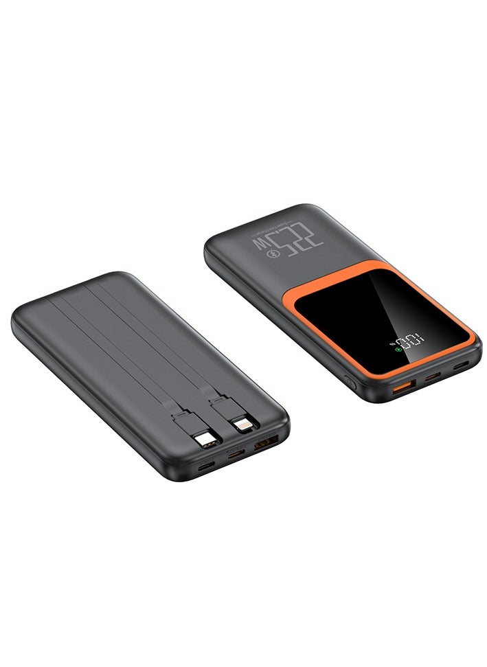 MATRIX M10-10000mAh Power Bank Fast Charging 22.5W- Built-in Cables- Black  - Image 2