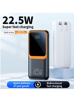 MATRIX M10-10000mAh Power Bank Fast Charging 22.5W- Built-in Cables- Black  - Image 3