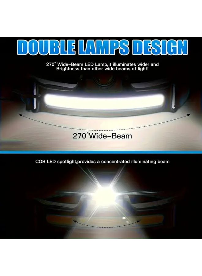 2pcs USB Rechargeable Motion Sensor Headlamp 6 Modes Adjustable Brightness Outdoor Work - Image 2